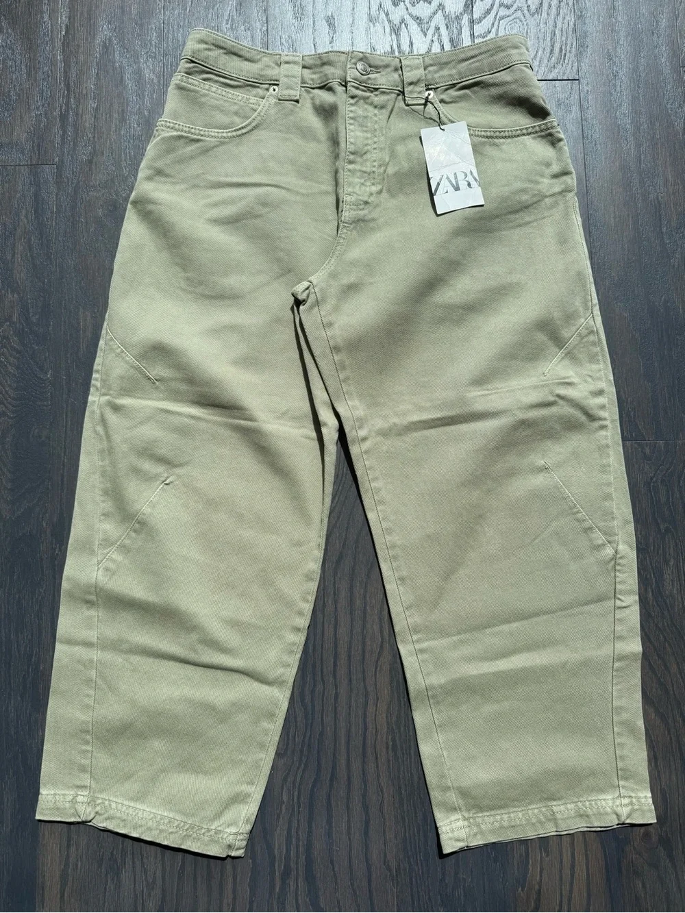 Women's Zara The Cropped Barrel Pants Khaki/Olive NWT size 8